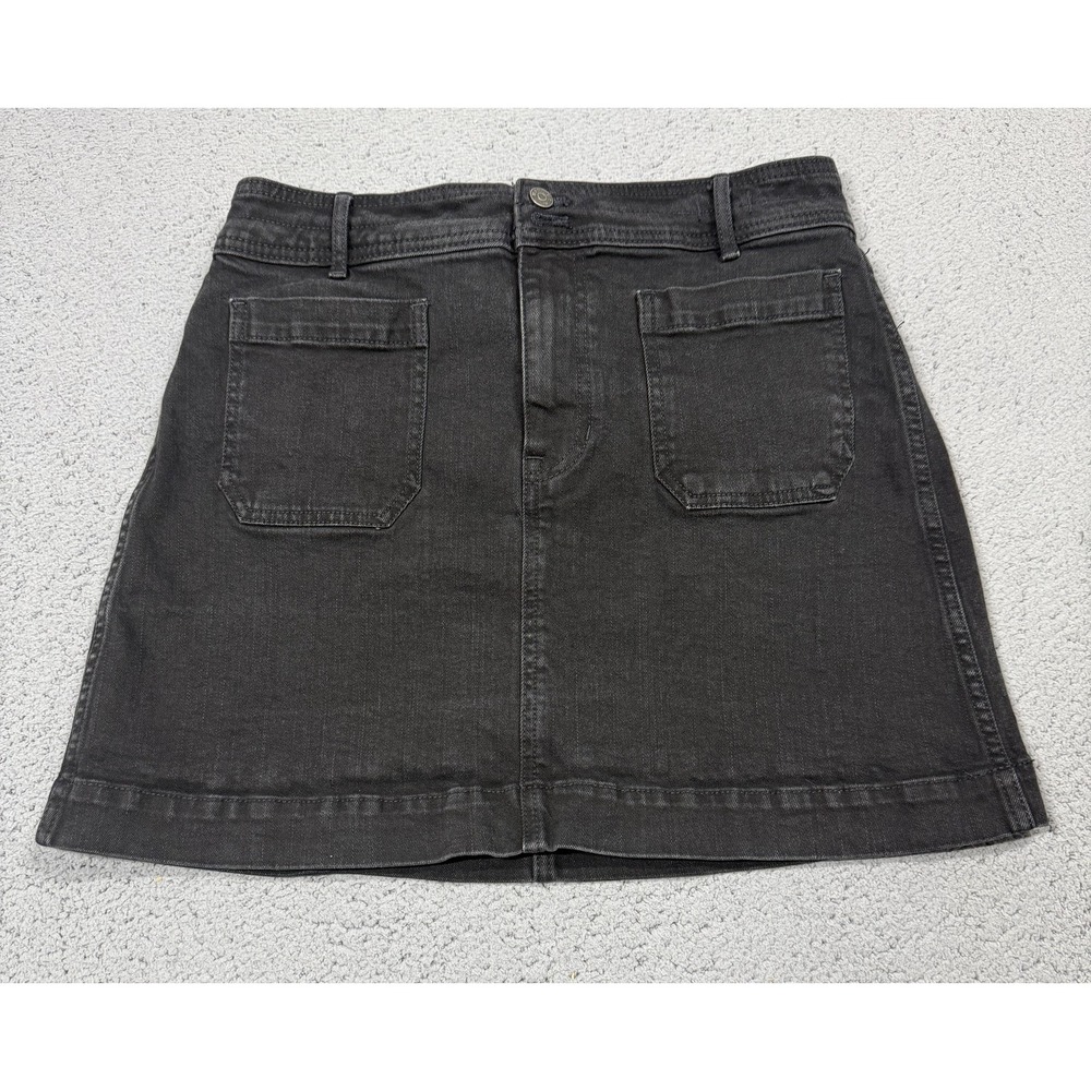 Madewell Stretch Denim Skirt Womens‎ 6 Black A-Line Short Front Pockets Casual